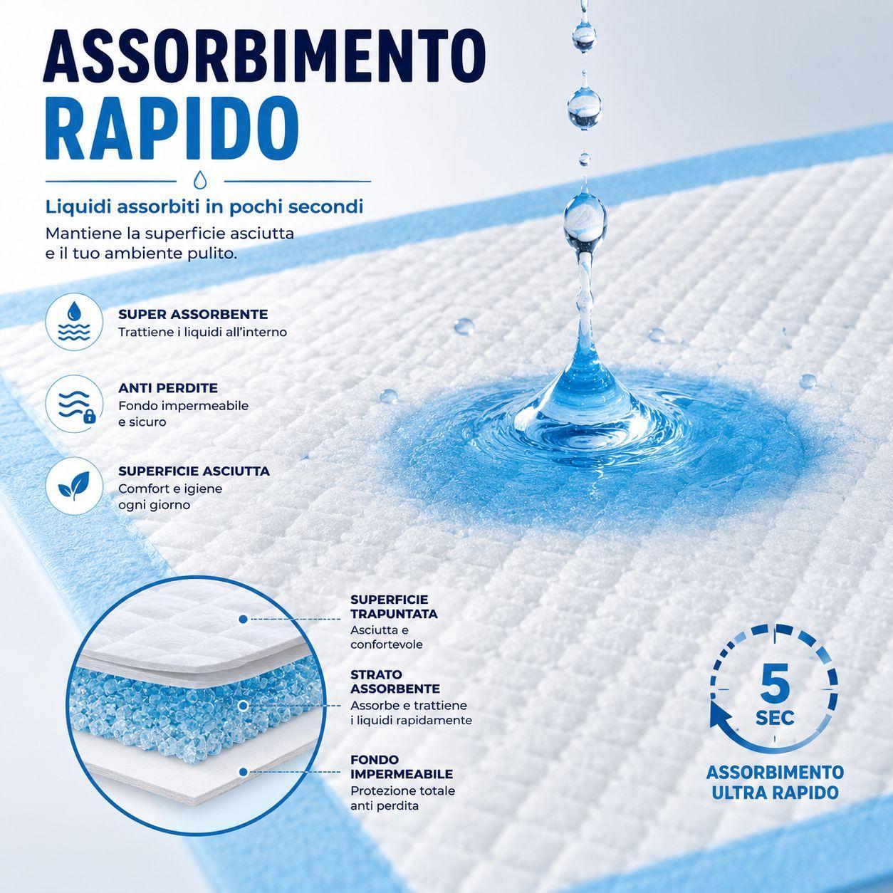 traversine igieniche adesive assorbenti 60x60 cm 40 pezzi per animali - foto 3 Traversina igienica adesiva assorbente per animali, formato 60x60 cm