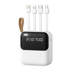 Power bank 6800mah con cavi di ricarica integrati, display e torcia led