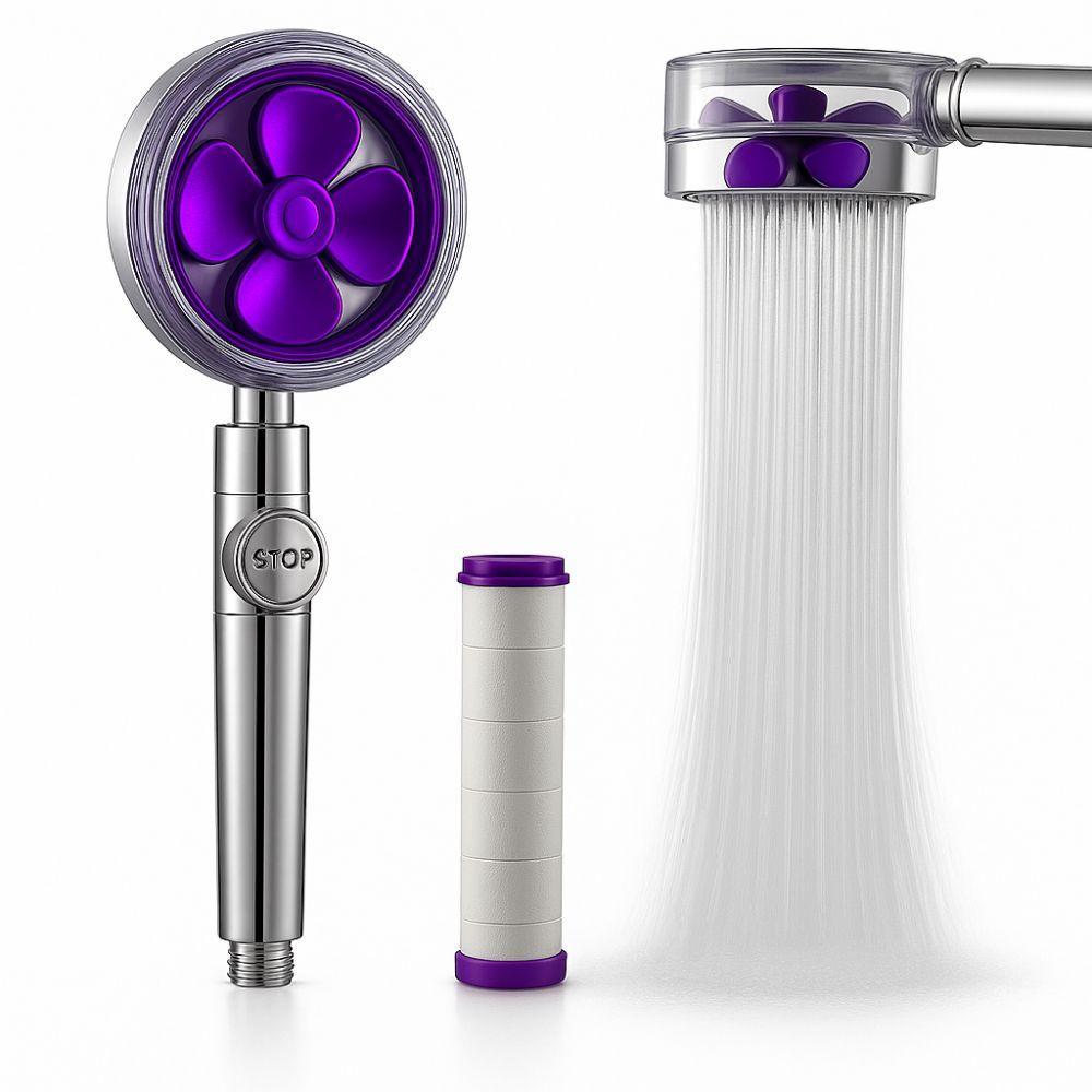  soffione doccia alta pressione, ventola turbo fan 360 gradi con interruttore stop e filtro - foto 1