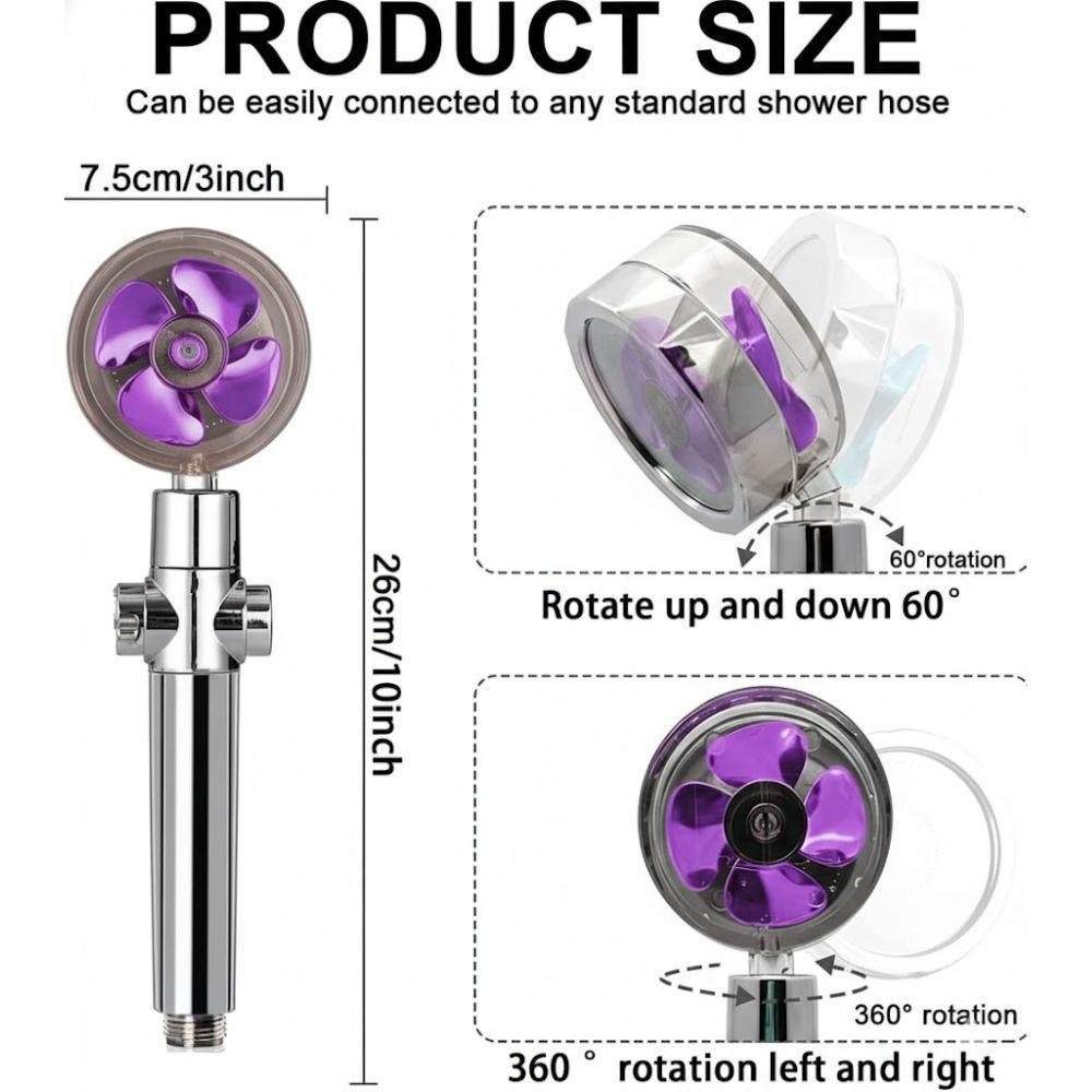  soffione doccia alta pressione, ventola turbo fan 360 gradi con interruttore stop e filtro - foto 3