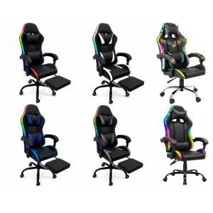 Sedia gaming rgb led ergonomica con poggiapiedi estraibile e schienale reclinabile