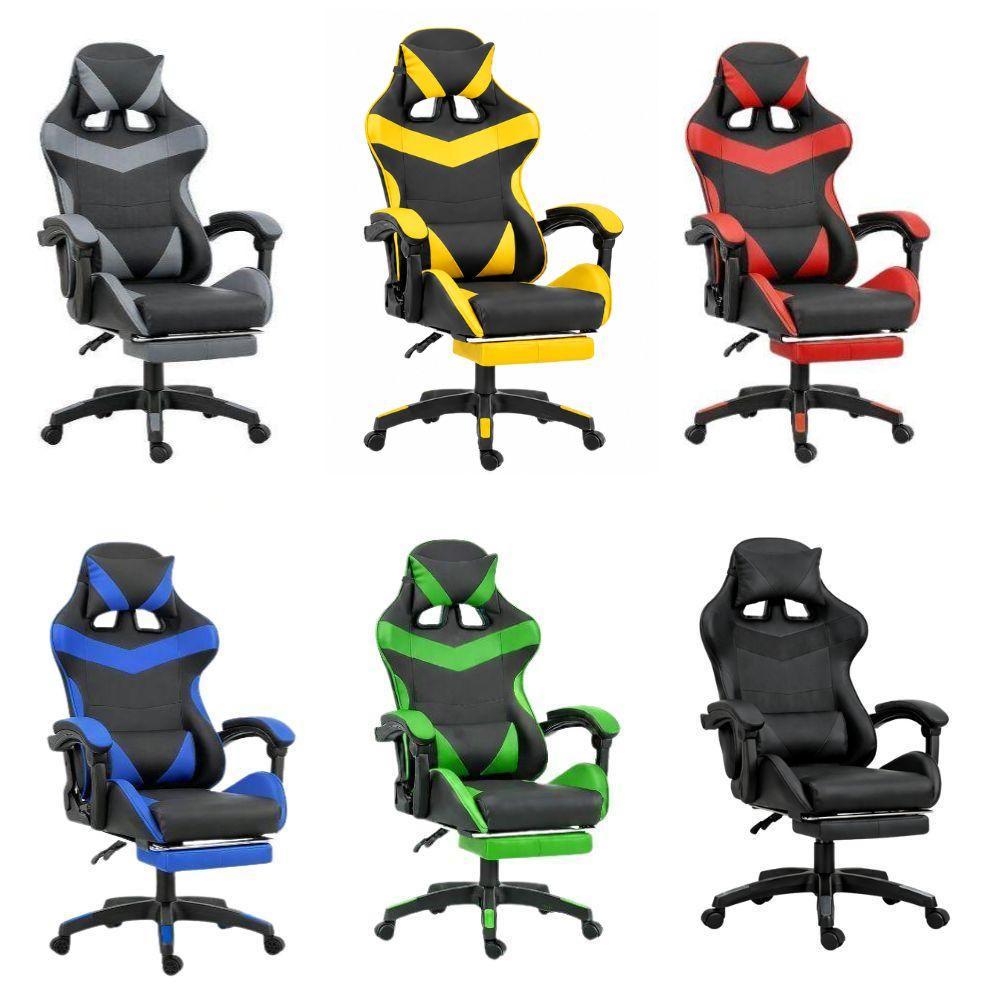sedia da gaming / ufficio ergonomica con ruote - foto 1 Sei varianti di sedie gaming ergonomiche con ruote: grigio, giallo-nero, rosso-nero, blu-nero, verde-nero, nero