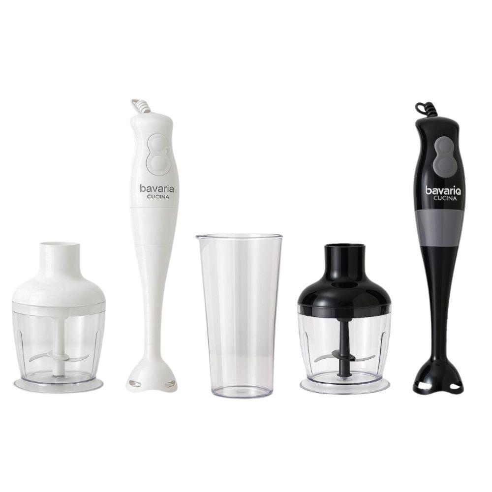 mixychef pro mixer frullatore multifunzione - foto 1 MixyChef Pro mixer bianco e nero con accessori: frullatore immersione, bicchiere, contenitori