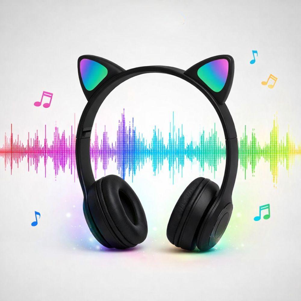 cuffie bluetooth cat ear headset gaming con effetti led e suono stereo - foto 3 cuffie bluetooth cat ear headset gaming con effetti led e suono stereo - foto 3