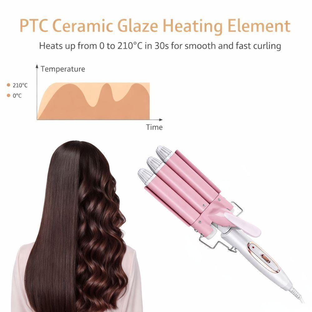 piastra onde per capelli a tre barre in ceramica effetto onde naturali - foto 3
