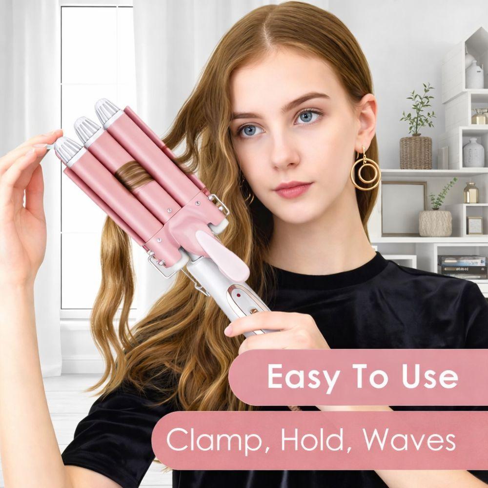  piastra onde per capelli a tre barre in ceramica effetto onde naturali - foto 5