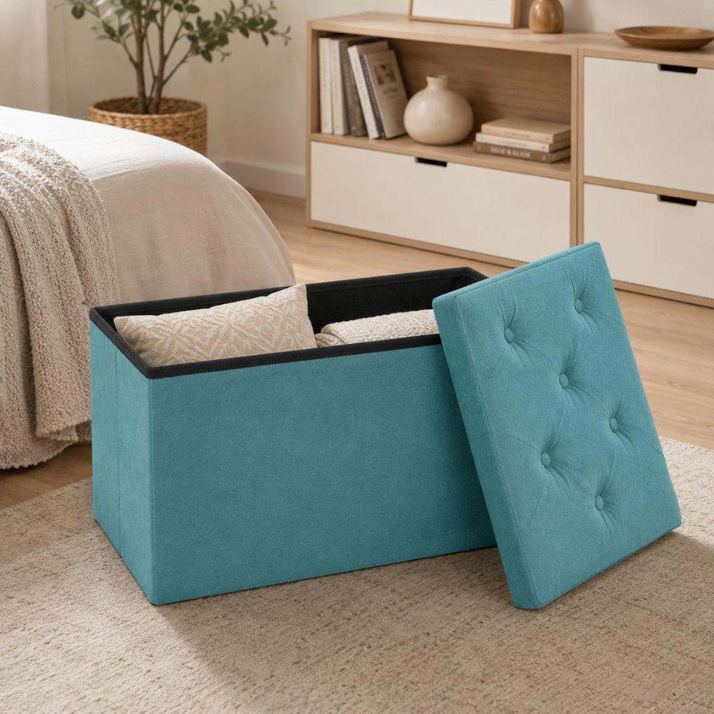 pouf panca contenitore in velluto rettangolare 76x38x38 - foto 3 pouf panca contenitore in velluto rettangolare 76x38x38 - foto 3