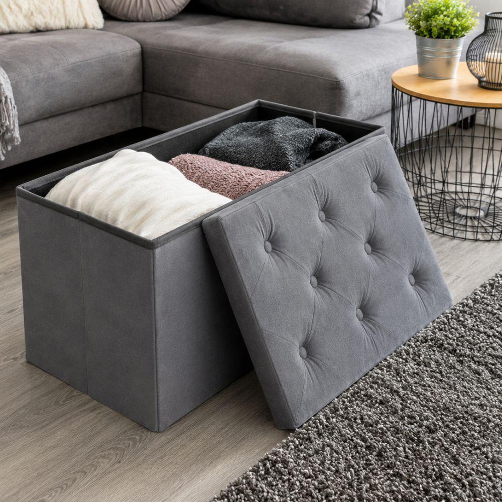 pouf panca contenitore in velluto rettangolare 76x38x38 - foto 5 pouf panca contenitore in velluto rettangolare 76x38x38 - foto 5