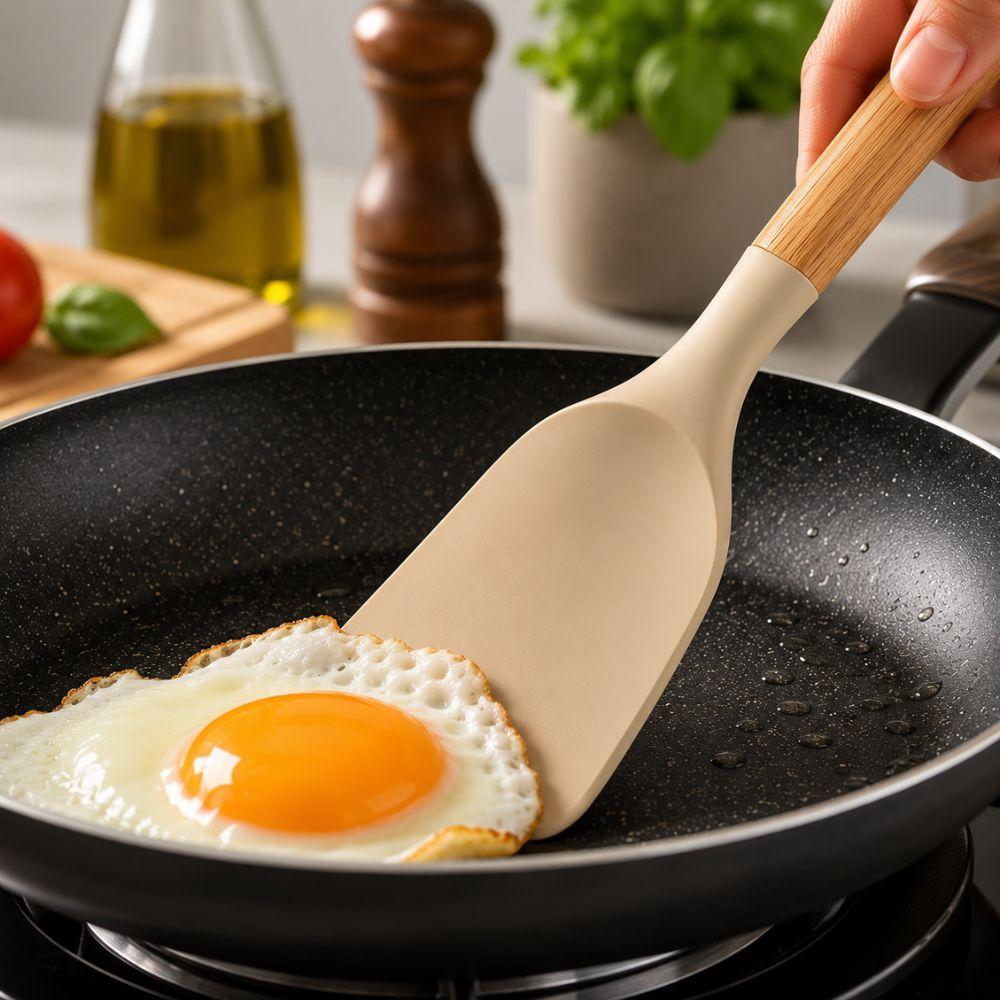  set da 12 pz. di mestoli da cucina in silicone e legno con cestello contenitore - foto 5