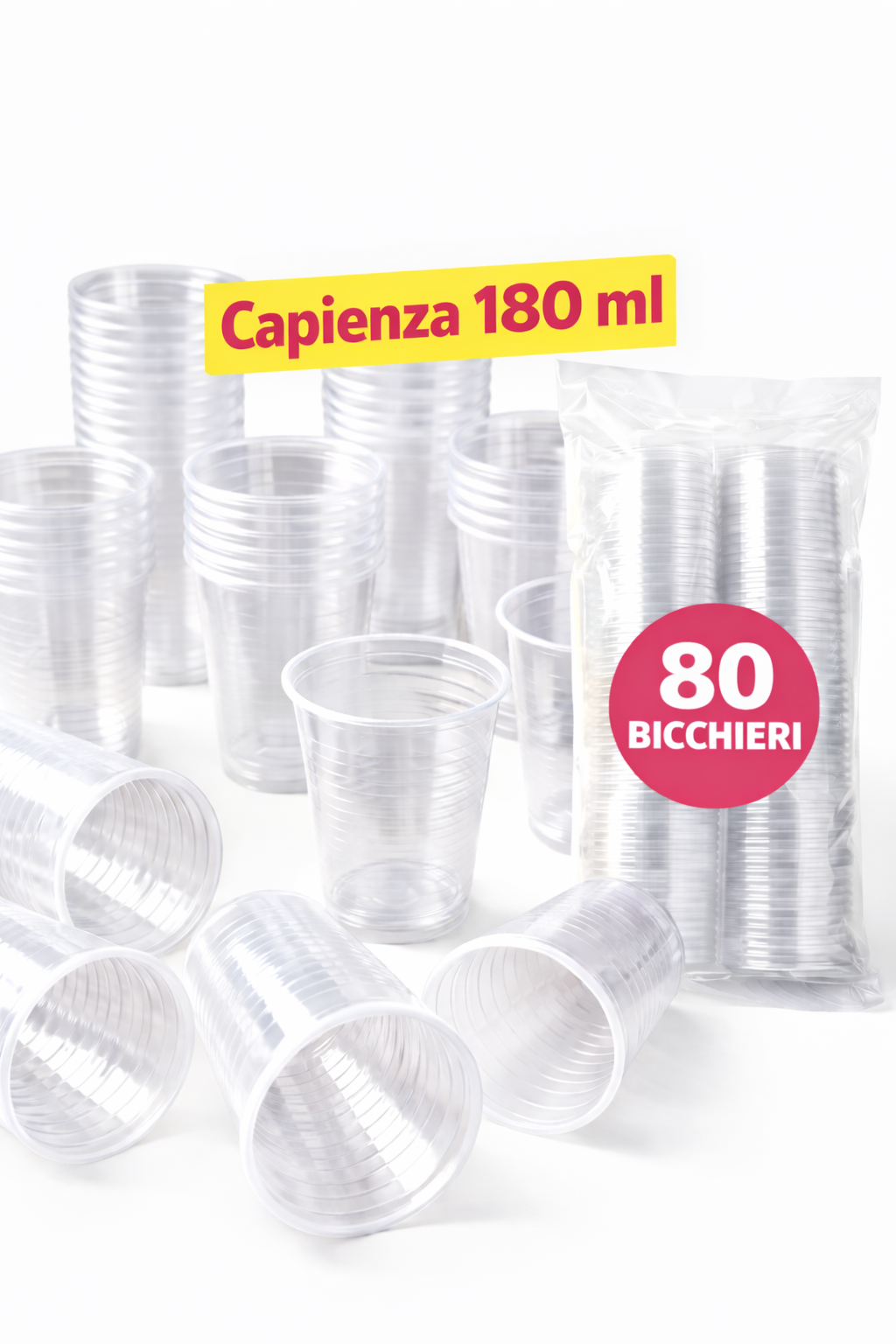  600 bicchieri di plastica da 180 ml  ( 6 pacchetti da 100 pezzi ) - foto 3