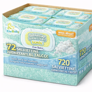 720 salviettine igenizzanti idratanti con talco ( 10 pacchetti da 72 pezzi)