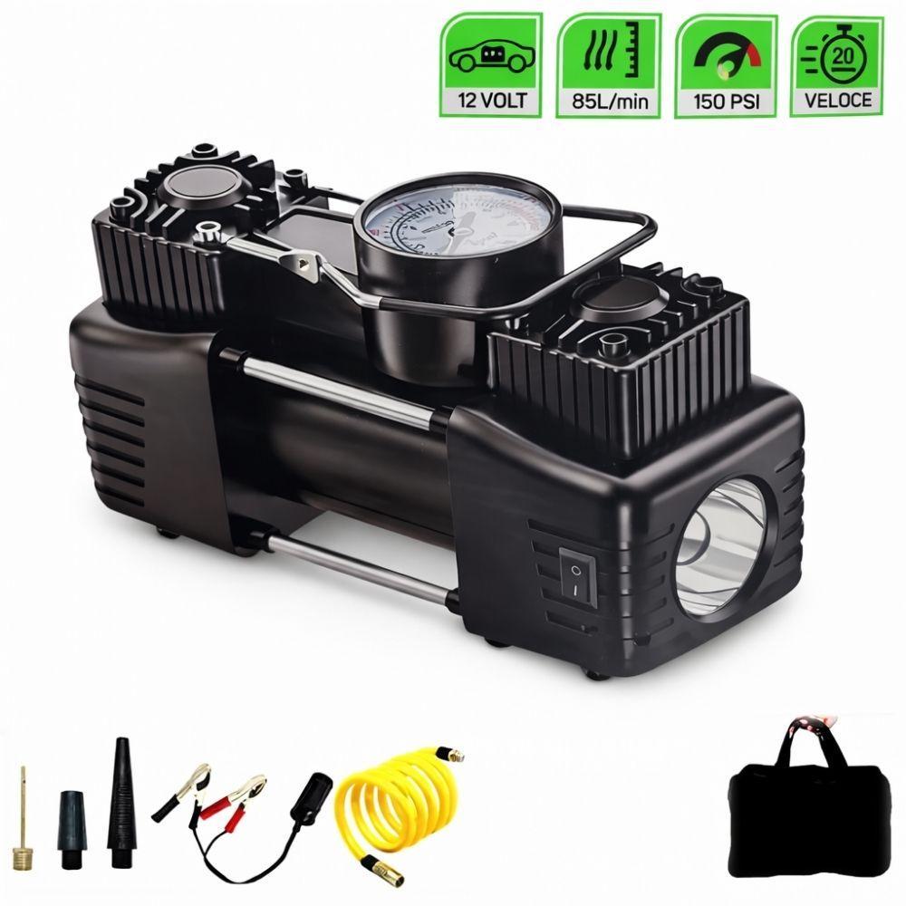 compressore aria portatile cordless 88vf 12v con manometro analogico e luce led integrata - foto 2 compressore aria portatile cordless 88vf 12v con manometro analogico e luce led integrata - foto 2