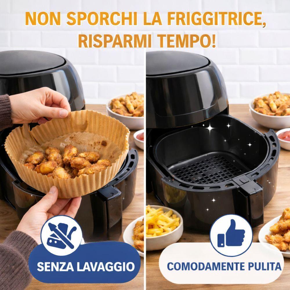 Carta antiaderente quadrata per friggitrice ad aria, formato 16x16 cm