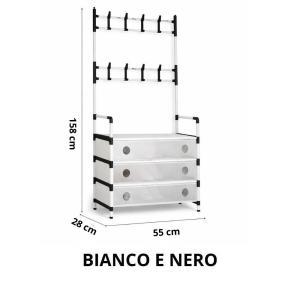 Organizer ingresso multifunzionale con appendiabiti e cassetti salvaspazio