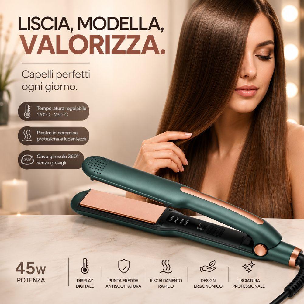 piastra lisciante professionale in ceramica con display digitale e temperatura regolabile - foto 2 piastra lisciante professionale in ceramica con display digitale e temperatura regolabile - foto 2