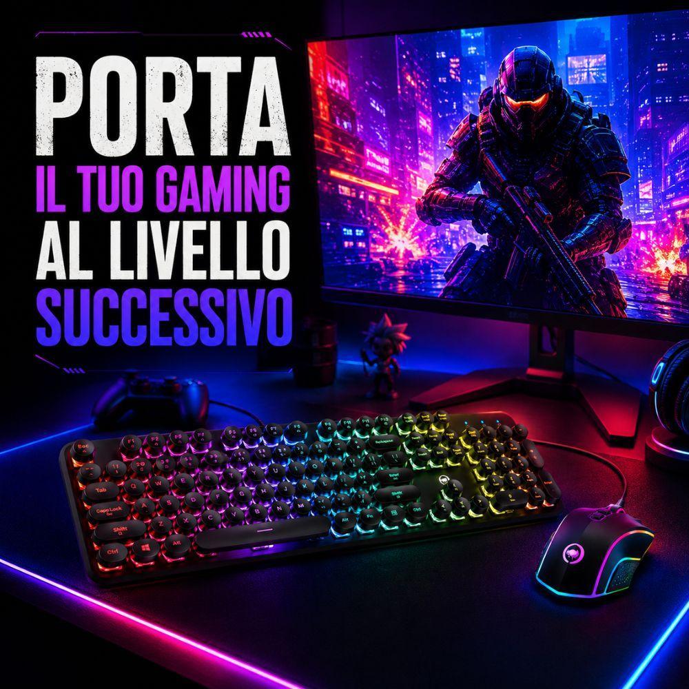  kit gaming rgb tastiera e mouse usb retroilluminati per pc - foto 2