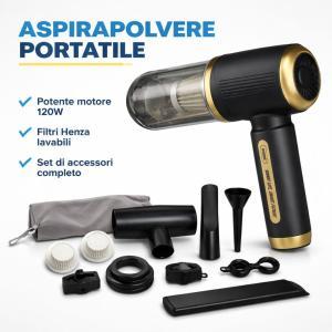 Aspirapolvere portatile ricaricabile senza fili  multiuso auto e casa con accessori