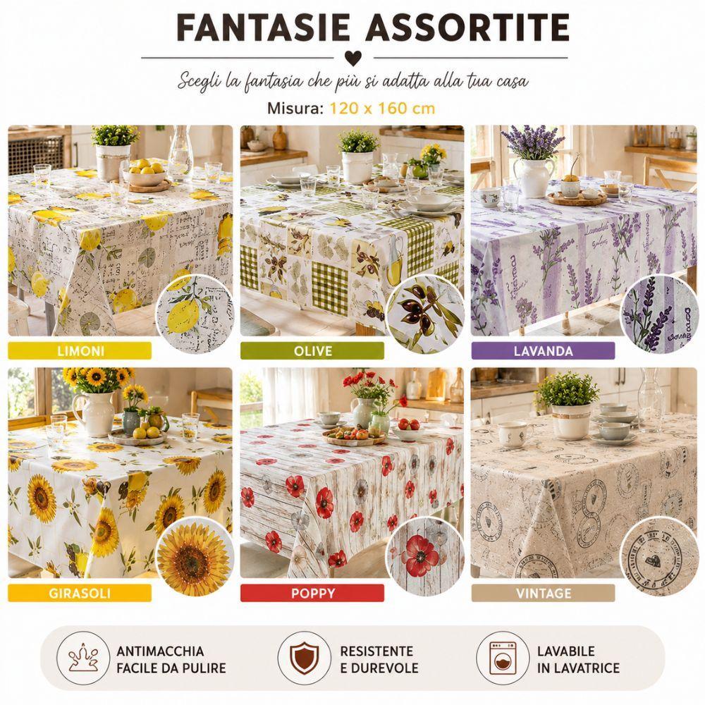  tovaglia da tavola fantasie assortite 120x160 cm antimacchia lavabile - foto 4