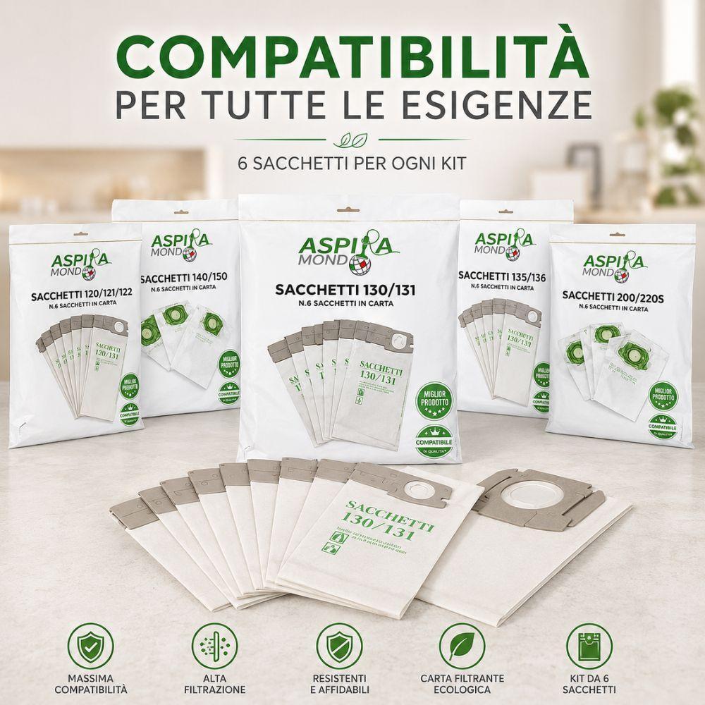 sacchetti aspirapolvere compatibili folletto con diverse misure - foto 5