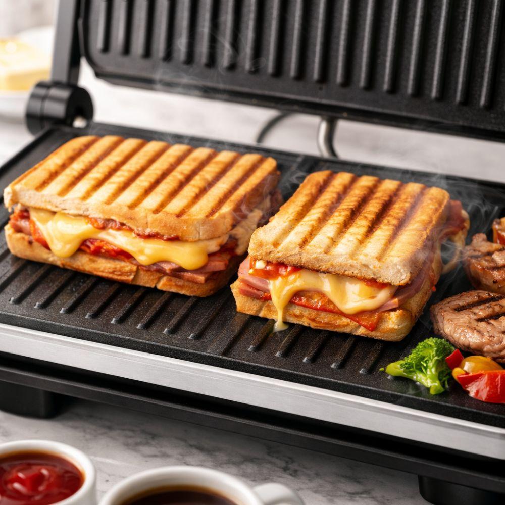  tostiera grill a contatto 800w piastre antiaderenti apertura 105 gradi - foto 4