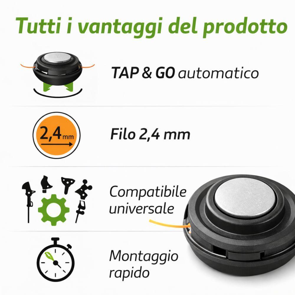testina decespugliatore tap & go universale 2,4 mm – testina a battuta per decespugliatore a scoppio - foto 4 testina decespugliatore tap & go universale 2,4 mm – testina a battuta per decespugliatore a scoppio - foto 4