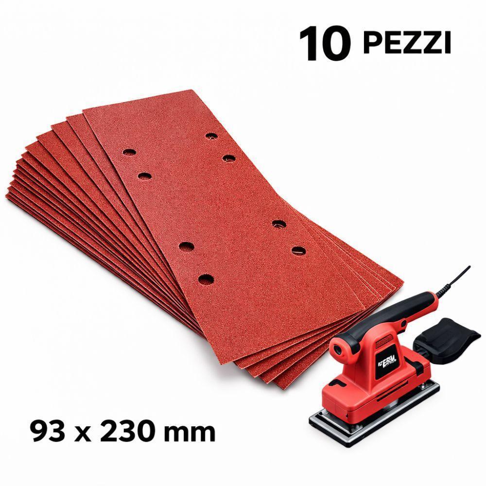  set di 10 pezzi di carta abrasiva grana 80 k/g rettangolare 93x230 - foto 1