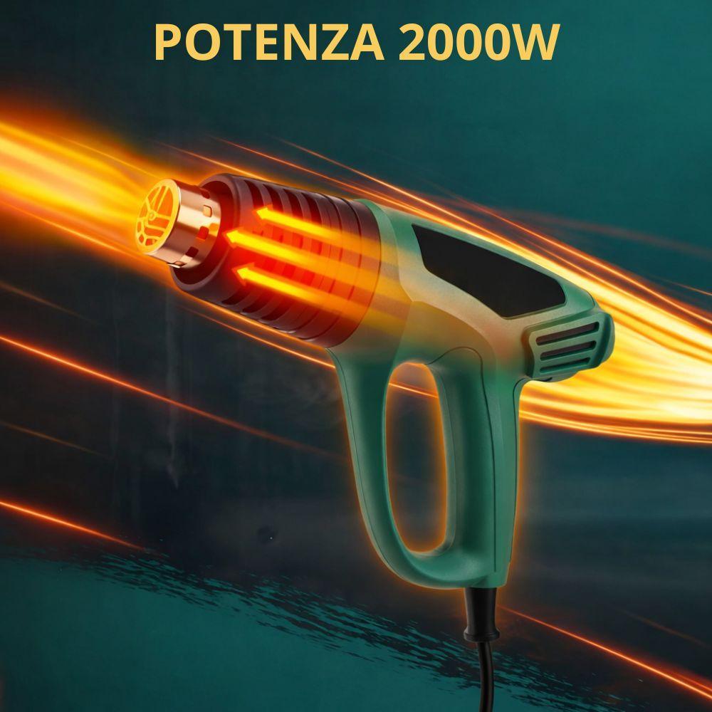 pistola termica 2000w doppia temperatura con 4 ugelli inclusi - foto 2 Pistola termica 2000W con fascio di calore stilizzato, effetto grafico