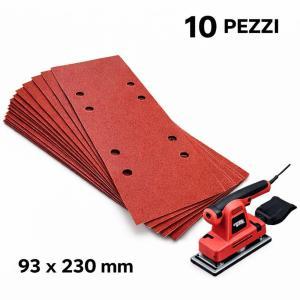 Set di 10 pezzi di carta abrasiva grana 60 k/g rettangolare 93x230