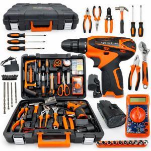 Valigia attrezzi da 57 pezzi con trapano avvitatore 12v e accessori inclusi