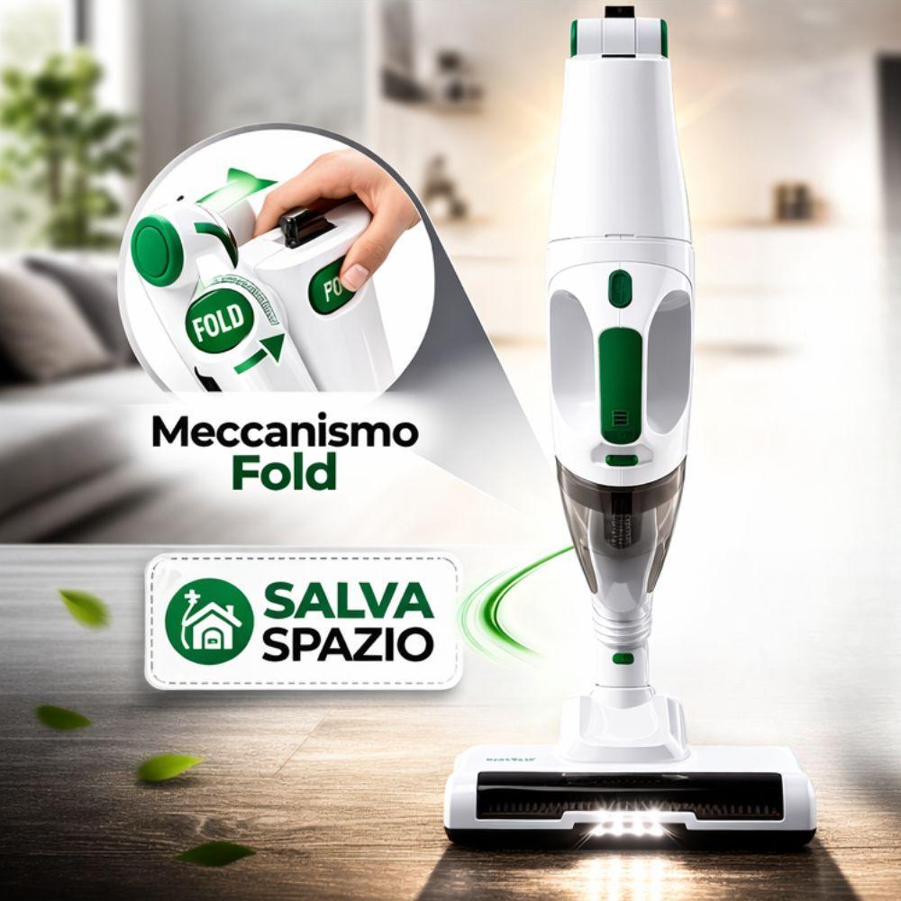 scopa elettrica 2in1 senza fili con aspiratore portatile e sistema pieghevole salvaspazio - foto 4 scopa elettrica 2in1 senza fili con aspiratore portatile e sistema pieghevole salvaspazio - foto 4