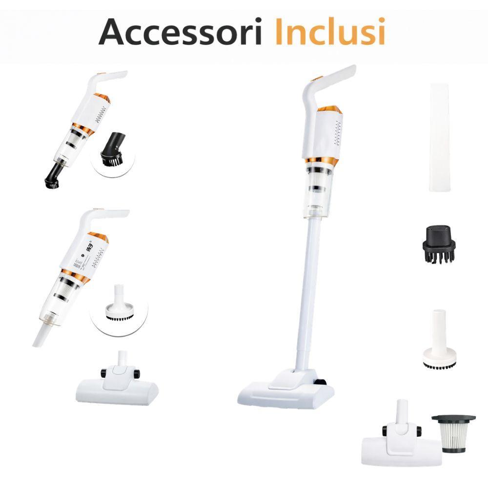 Scopa elettrica 2in1 con accessori intercambiabili - dettaglio