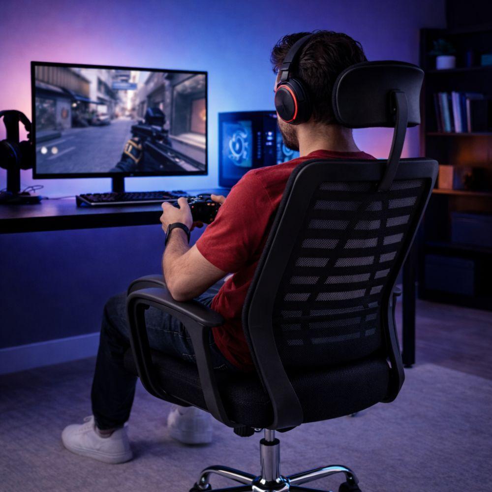 sedia ufficio ergonomica con poggiatesta e schienale traspirante - foto 6