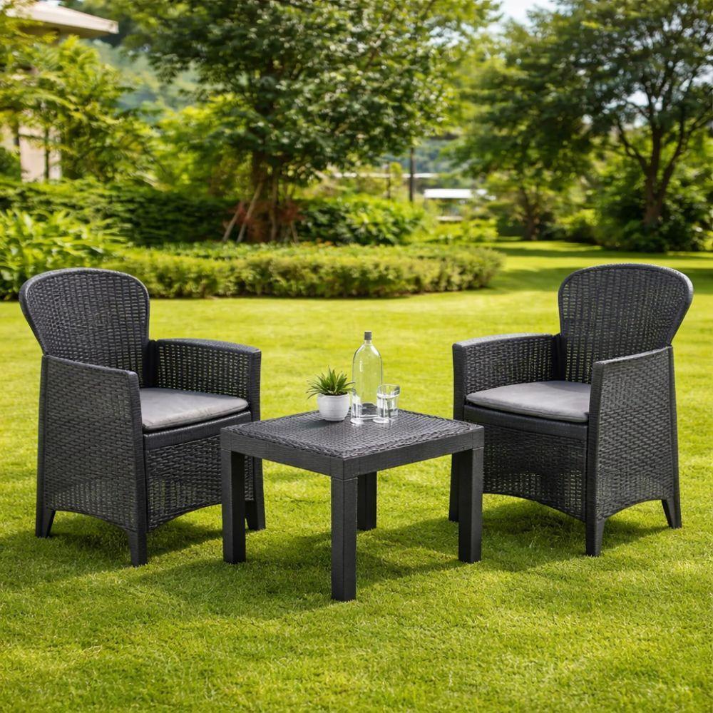  set giardino con tavolino e cuscini effetto rattan - foto 2