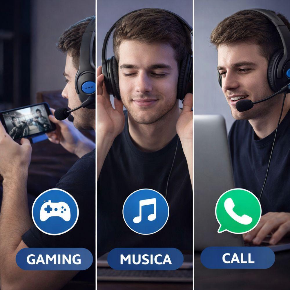 cuffie gaming con microfono stereo audio hd e comfort - foto 3 cuffie gaming con microfono stereo audio hd e comfort - foto 3