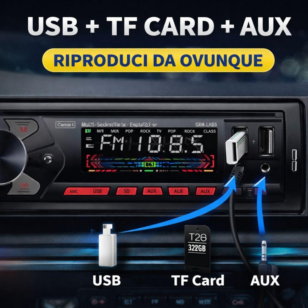 stereo autoradio 1din bluetooth con usb tf aux fm, lettore mp3, vivavoce universale - foto 3 stereo autoradio 1din bluetooth con usb tf aux fm, lettore mp3, vivavoce universale - foto 3