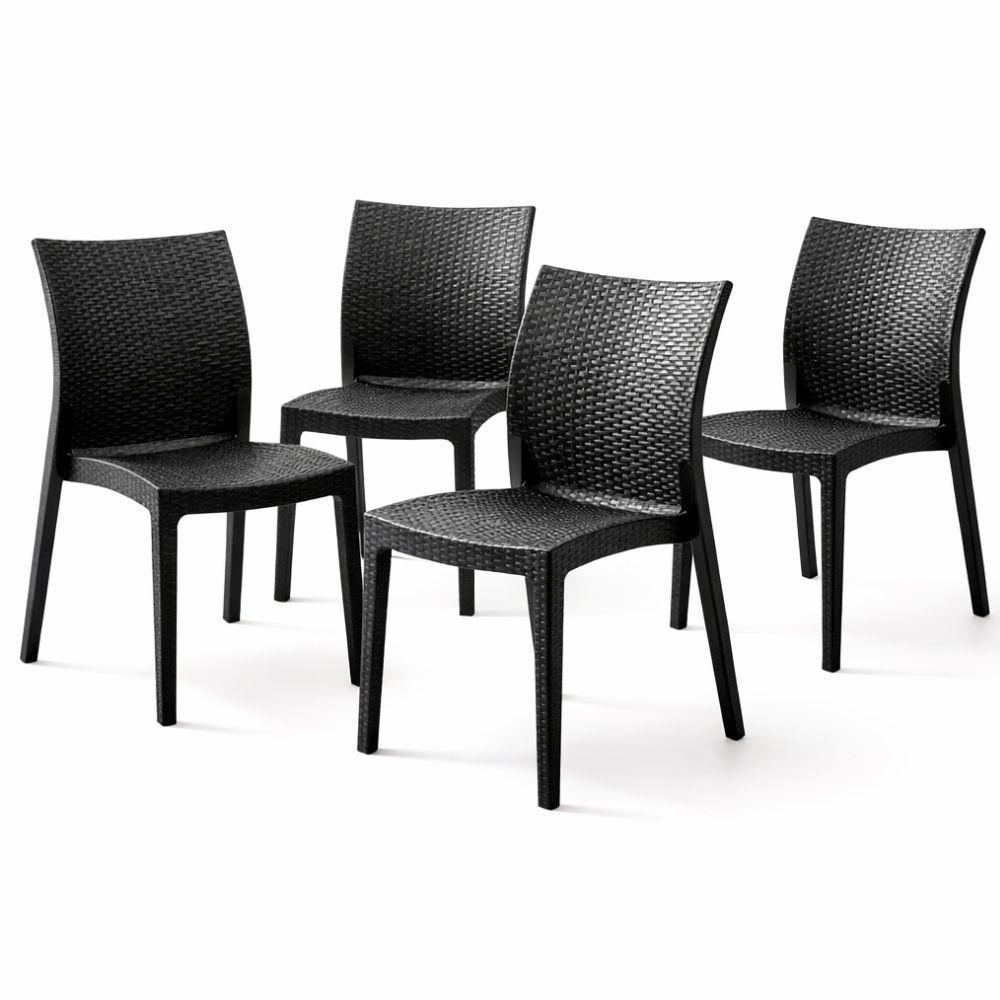  set 4 sedie effetto rattan resistenti design moderno - foto 1
