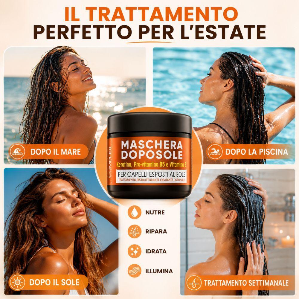 maschera doposole capelli ristrutturante con cheratina, pro-vitamina b5 e vitamina e - foto 4 maschera doposole capelli ristrutturante con cheratina, pro-vitamina b5 e vitamina e - foto 4