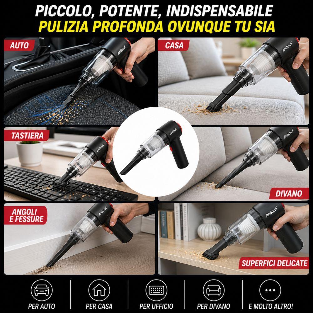  aspiratore portatile 2 in 1 senza fili – mini aspirapolvere auto e casa compatto e potente - foto 5
