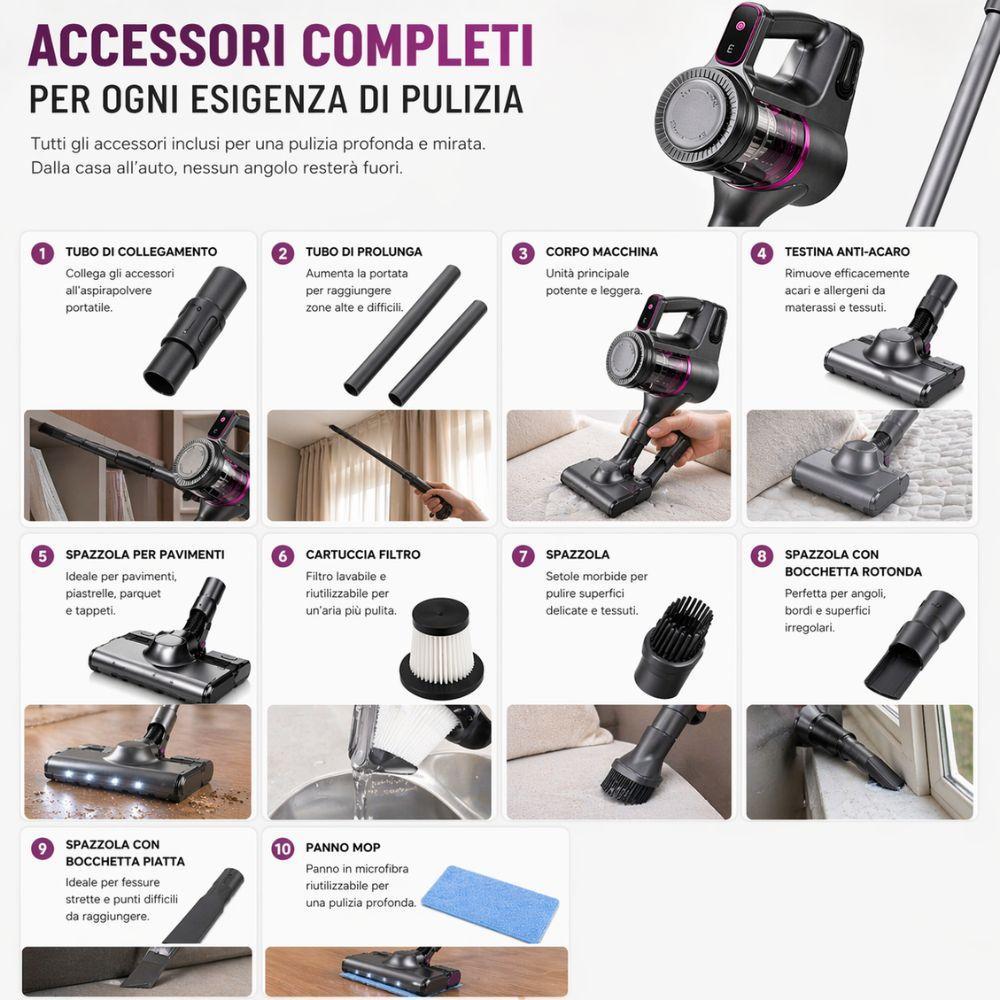aspirapolvere portatile senza fili 2in1 anti acari con accessori completi multiuso - foto 4 aspirapolvere portatile senza fili 2in1 anti acari con accessori completi multiuso - foto 4
