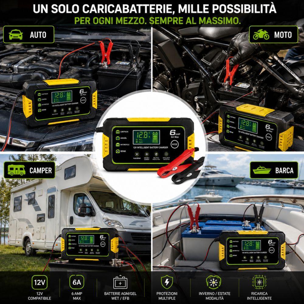 Caricabatterie intelligente con display LCD durante la carica