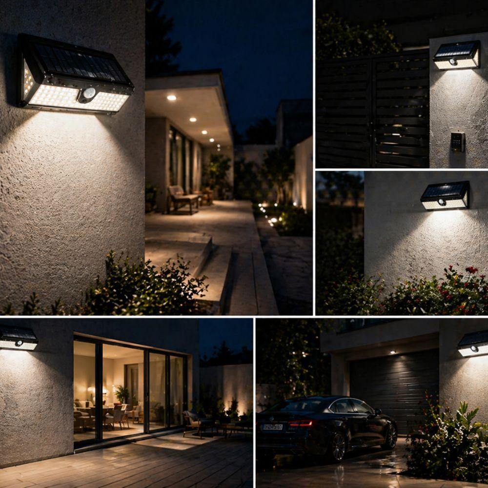  luce solare led da parete con sensore di movimento ultra sottile alta luminosità impermeabile outdoor - foto 3