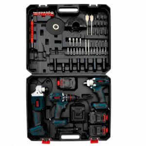Kit 3 in 1 avvitatore, smerigliatrice angolare e avvitatore a impulsi con 3 batterie, punte e inserti