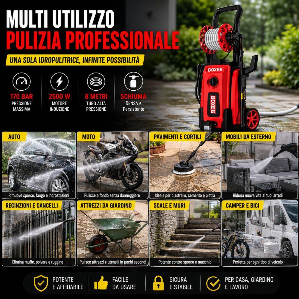 idropulitrice ad alta pressione con avvolgitubo automatico kit completo per auto moto cortili e giardino - foto 3 idropulitrice ad alta pressione con avvolgitubo automatico kit completo per auto moto cortili e giardino - foto 3