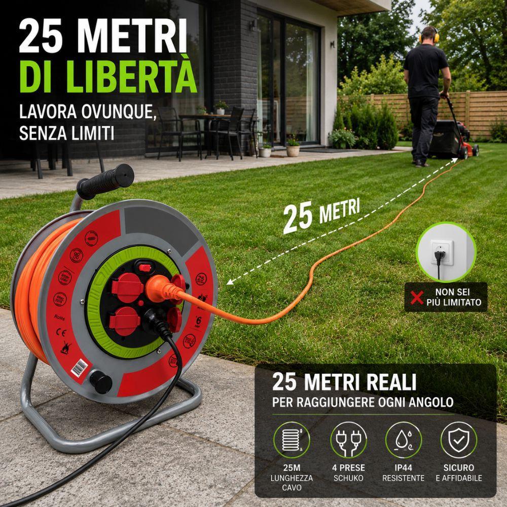  prolunga di corrente avvolgibile e impermeabile da 25mt - foto 3