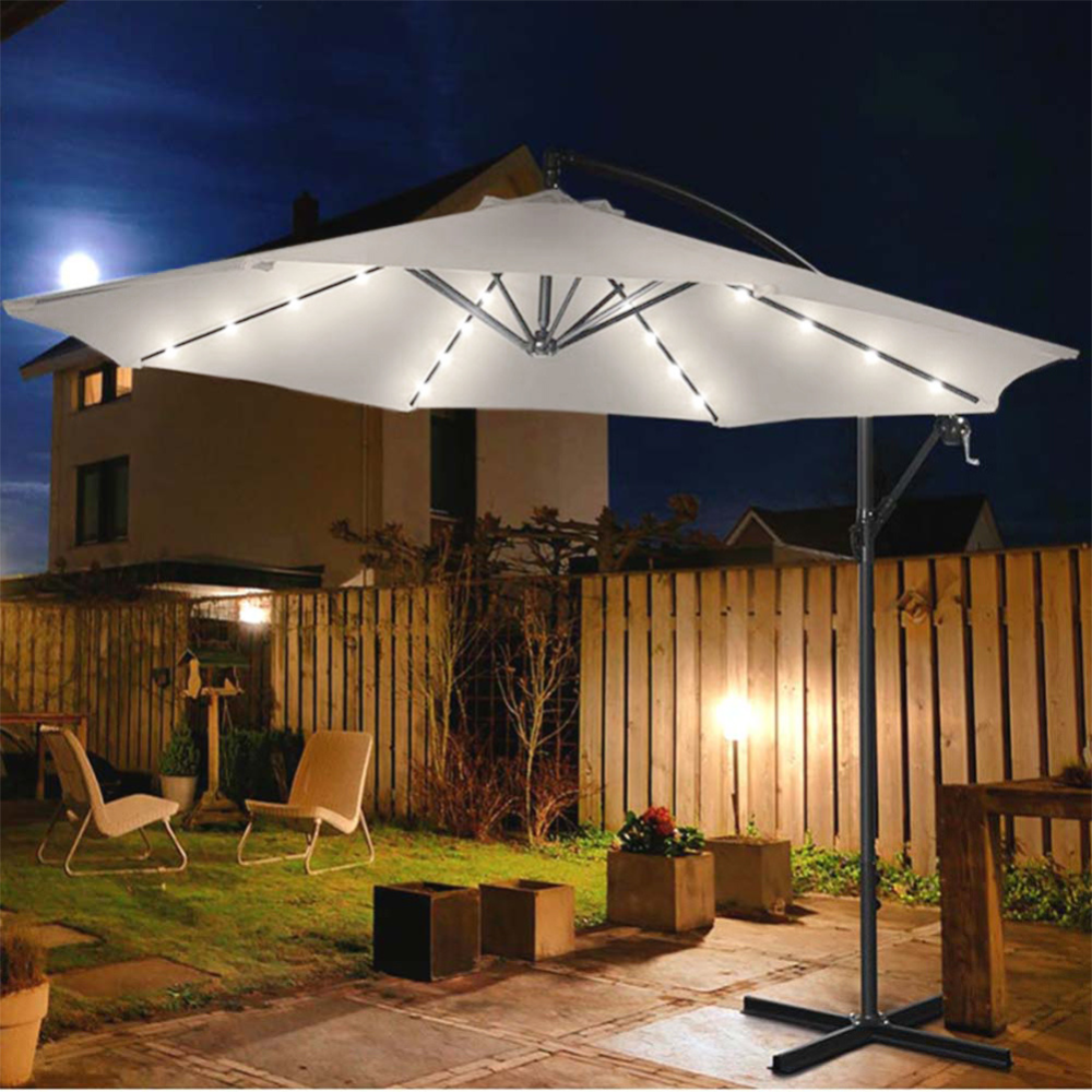 ombrellone giardino 3mt con luce led solare palo decentrato con carrucola - foto 2 ombrellone giardino 3mt con luce led solare palo decentrato con carrucola - foto 2