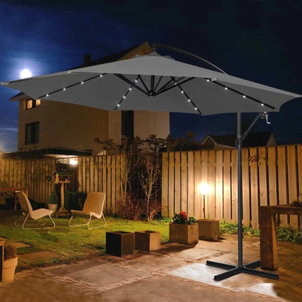 ombrellone giardino 3mt con luce led solare palo decentrato con carrucola - foto 3 ombrellone giardino 3mt con luce led solare palo decentrato con carrucola - foto 3