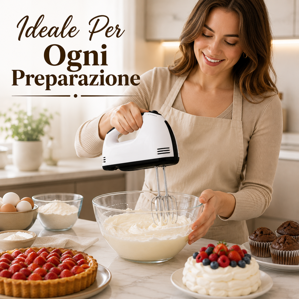  sbattitore elettrico con fruste in acciaio inox per dolci creme panna e impasti - foto 5