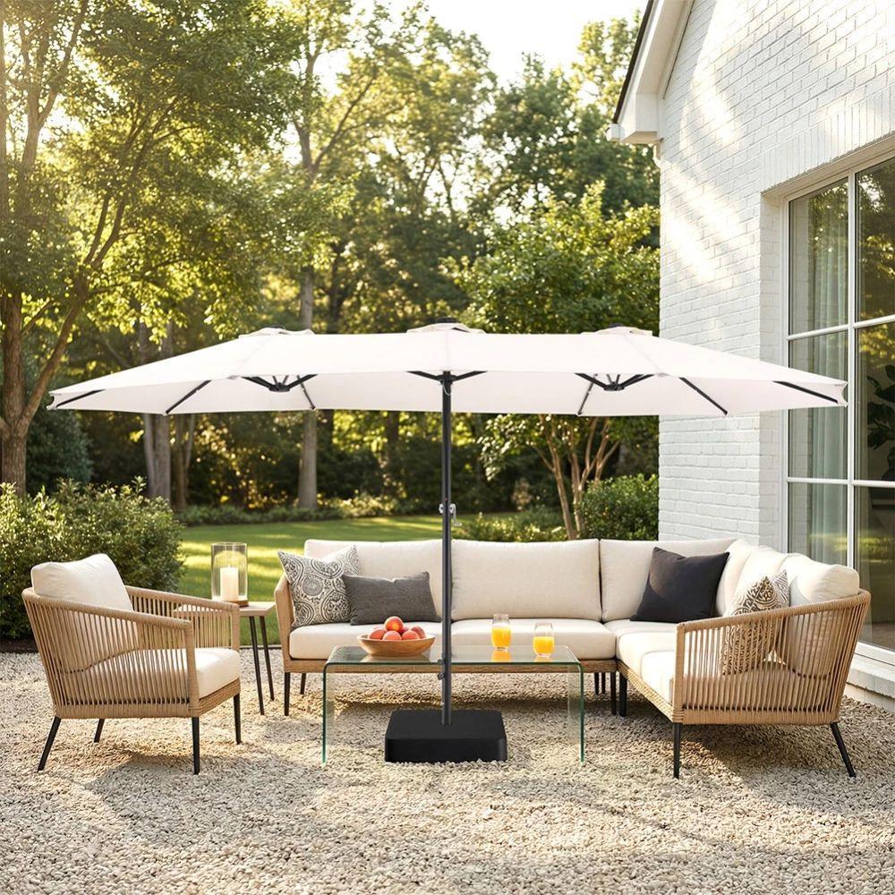ombrellone da giardino con luci led integrate 4.6 m con base 80x80 cm - foto 4 ombrellone da giardino con luci led integrate 4.6 m con base 80x80 cm - foto 4