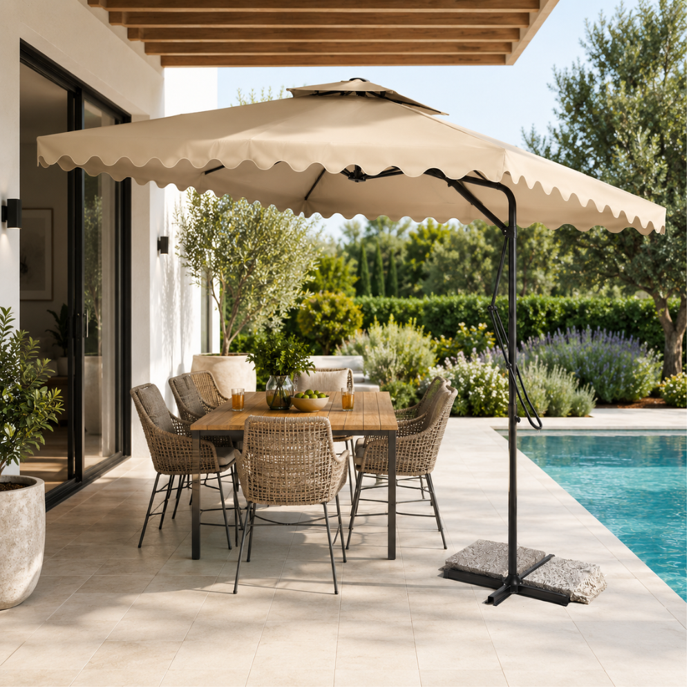 ombrellone da giardino decentrato 2,5x2,5 m con palo in metallo, chiusura a leva, base a croce e sistema air vent - foto 4 ombrellone da giardino decentrato 2,5x2,5 m con palo in metallo, chiusura a leva, base a croce e sistema air vent - foto 4