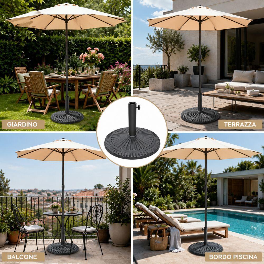 base ombrellone rotonda 15kg decorativa effetto ghisa supporto esterno giardino - foto 4 base ombrellone rotonda 15kg decorativa effetto ghisa supporto esterno giardino - foto 4